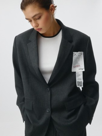 жакет оверсайз из коллекции  archive - женская одежда с рисунком елочка 