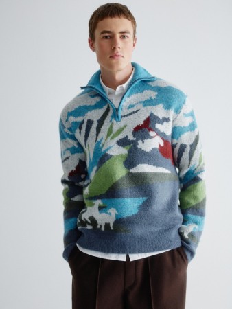 жаккардовый джемпер regular fit с воротом на молнии фотография