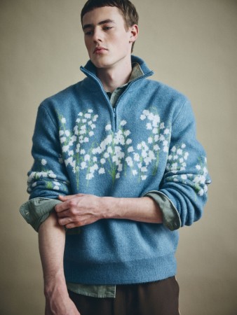 жаккардовый джемпер regular fit с воротом на молнии фотография