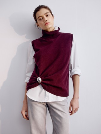 жилет с воротником из 100% шерсти - жилеты шерстяные 