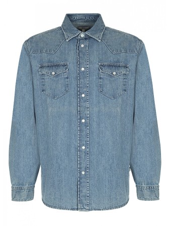 джинсовая рубашка мужская denim shirt  - рубашки с манжетами по распродаже