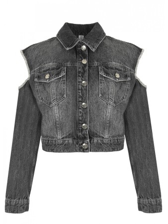 куртка женская джинсовая giubbotto cut out  фотография
