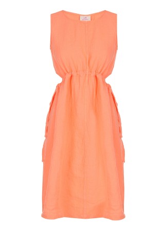 платье женское linen tie - cut dress  - женские платья и сарафаны оранжевые 