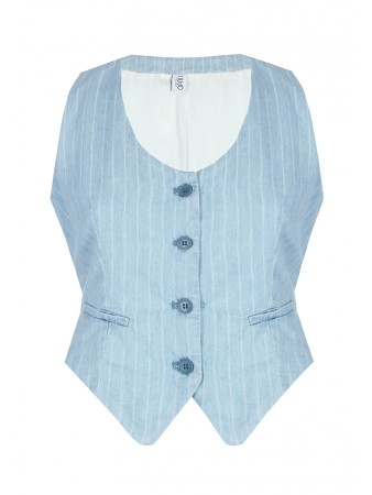 жилет женский gilet denim stripe  - жилеты с вырезом по распродаже