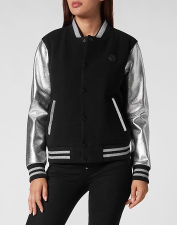 бомбер  - женская верхняя одежда серебряная 