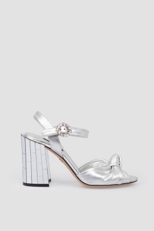 босоножки  с зеркальным каблуком - женская обувь с пряжкой 