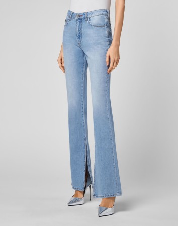 джинсы клеш  - женские джинсы с принтом 