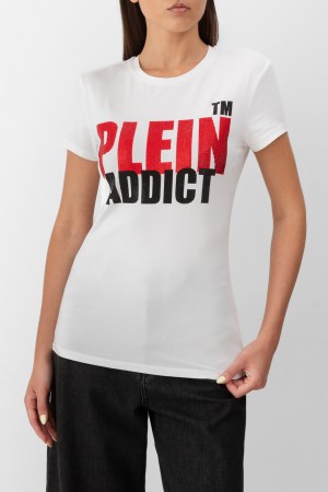 футболка  со стразами - женские футболки и поло с воротником 