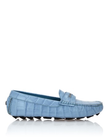 мокасины  - женская обувь голубая 
