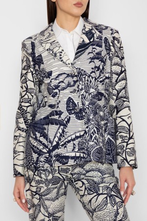 пиджак  с принтом toile de jouy белый/синий - женская одежда однобортная 