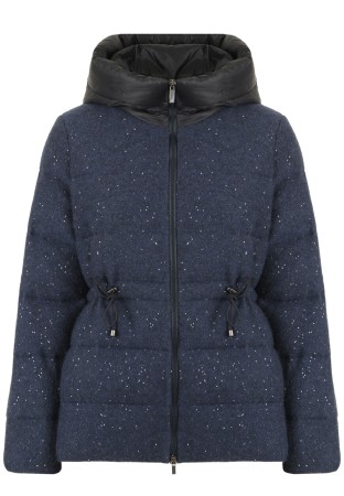 пуховик  - женская верхняя одежда синяя 