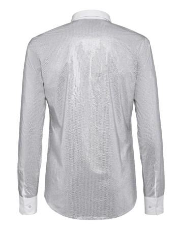рубашка классическая  - мужские блузы и рубашки серебряные 