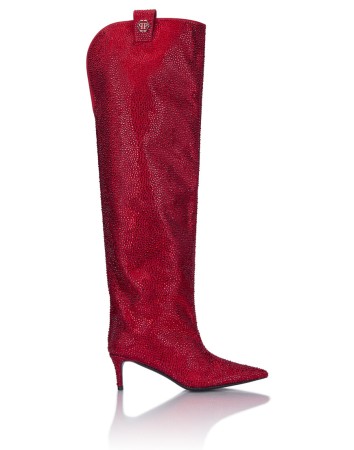 сапоги  - женская обувь красная 