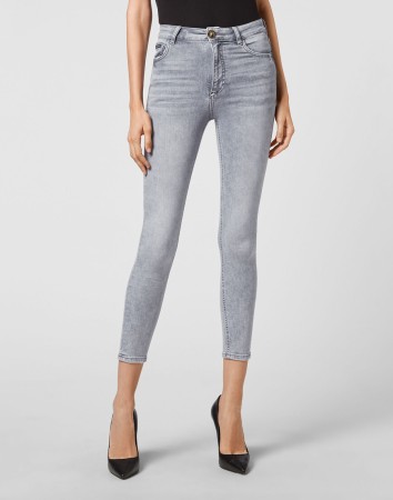 скинни  - женские джинсы серые 