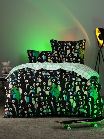 постельное белье пингвин и кро (1.5 сп) - товары для дома черные 