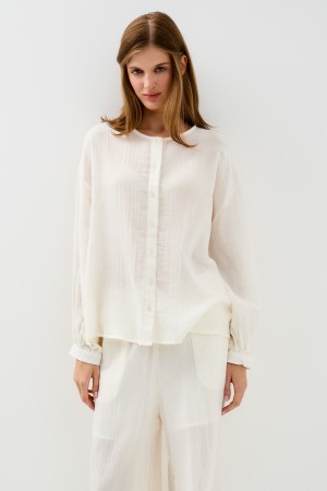 блузка из хлопка - женские блузки длинные 