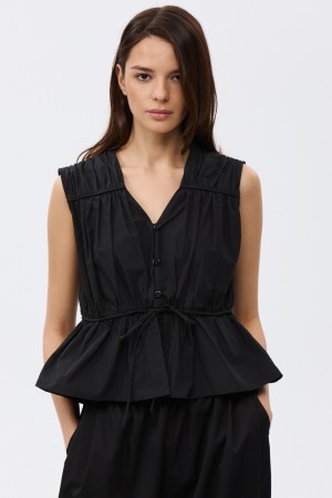 блузка с баской - женские блузки с вырезом 