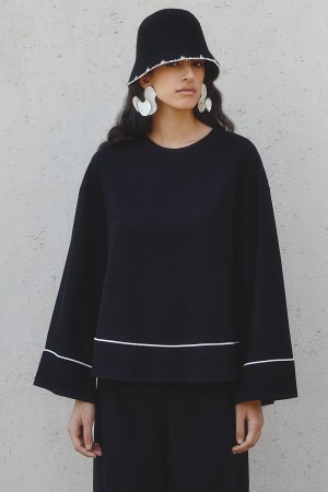 блузка с контрастным кантом - женские блузки широкие 