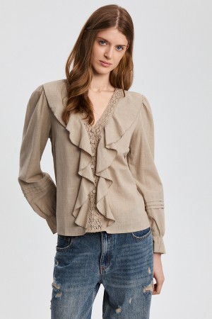 блузка с кружевной отделкой - женские блузки российские 