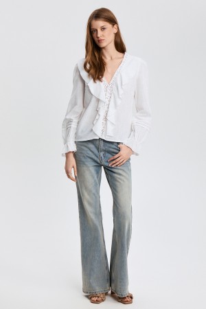 блузка с кружевной отделкой - женские блузки российские 