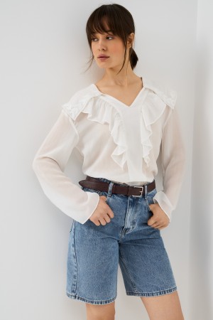 блузка с оборками - женская одежда из тенселя 