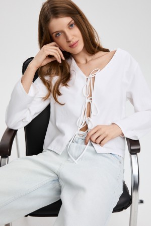 блузка с завязками - женские блузки российские 