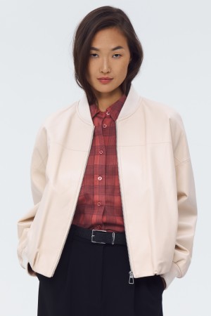 бомбер из натуральной кожи - женские бомберы снежная королева 