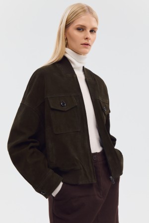 бомбер из натуральной кожи - женские бомберы снежная королева 