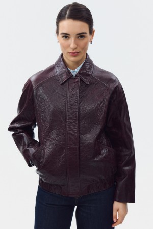 бомбер из натуральной кожи - женские бомберы снежная королева 