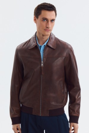 бомбер из натуральной кожи - мужские куртки и пуховики снежная королева 