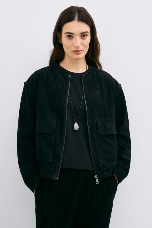 бомбер из натуральной замши - женские бомберы из натуральной кожи 