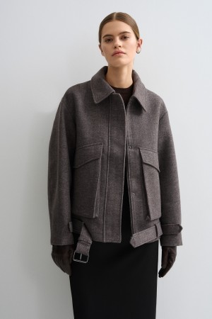 бомбер из пальтовой ткани - женские куртки текстильные 