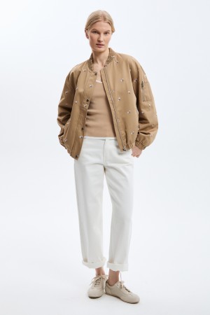 бомбер с вышивкой - женская верхняя одежда свободная 