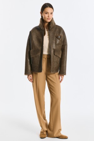 дубленка из искусственной кожи и натуральной шерсти - женские дубленки шерстяные 