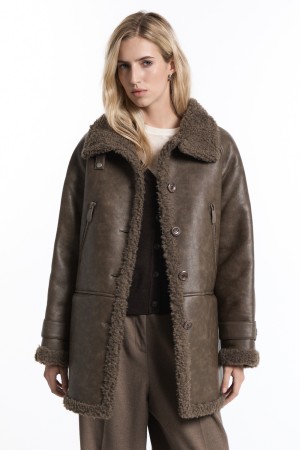 дубленка из искусственной кожи с отделкой шерстью - женские дубленки шерстяные 