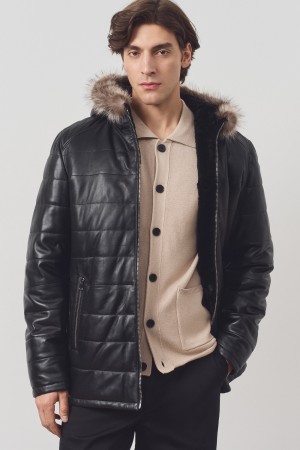 дубленка из овчины и натуральной кожи фотография