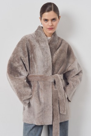 дубленка из овчины с поясом фотография