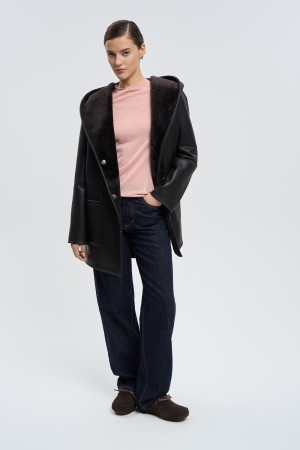 дубленка из овчины с поясом фотография