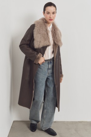 дубленка из овчины с поясом - женские дубленки снежная королева 