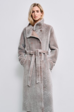 дубленка из овчины с поясом - женские дубленки снежная королева 
