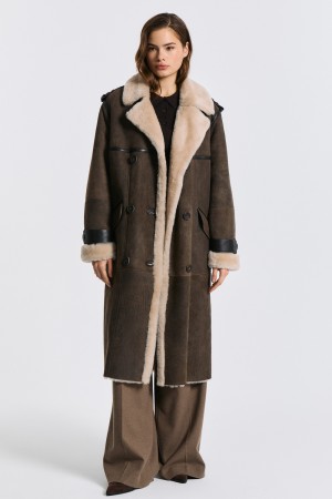 дубленка из овчины с поясом - женские дубленки снежная королева 