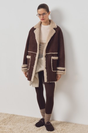 дубленка из овчины с поясом - женские дубленки снежная королева 