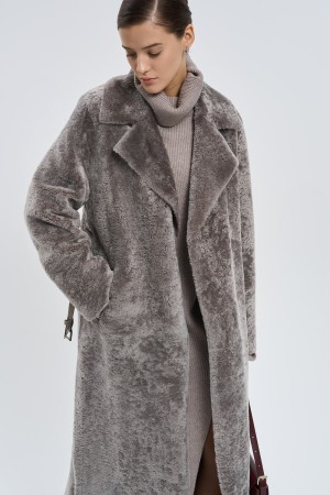 дубленка из овчины с поясом фотография