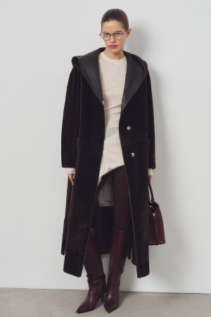 дубленка из овчины с поясом фотография