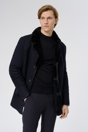 дубленка из овчины - мужская одежда, обувь и аксессуары синяя 