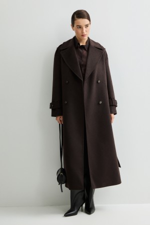 двубортное пальто с поясом - женская одежда, обувь и аксессуары с карманами 