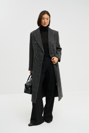 двубортное пальто - женская одежда, обувь и аксессуары серая 