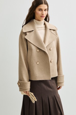 двубортное укороченное пальто фотография