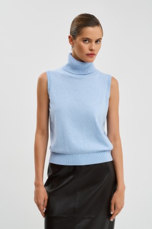 джемпер без рукавов - женские джемперы голубые 