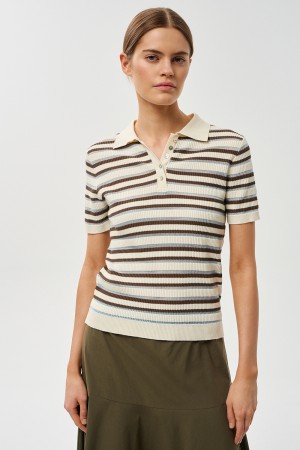 джемпер-поло в полоску - женская одежда снежная королева 